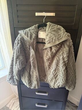 Marshalls Plush Gray Zip-Up Sherpa Jacket